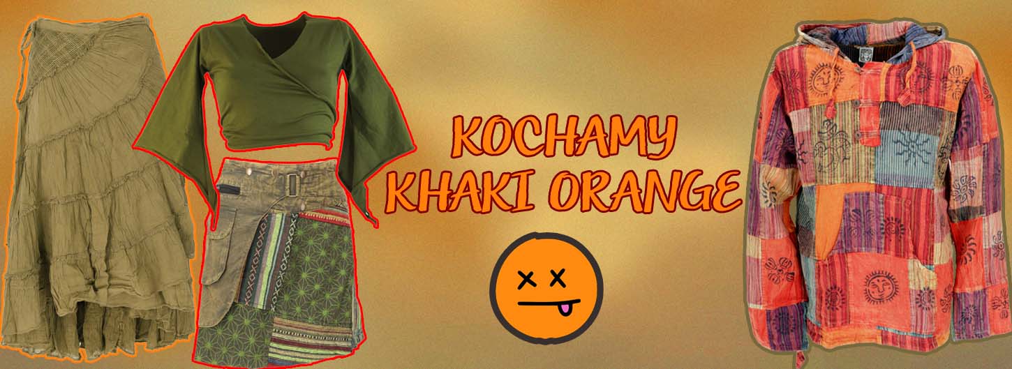 ubrania hippie boho khaki orange