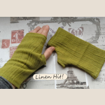 Mitenki Lniane Classic Zielona Oliwka z Kreszowanego Lnu