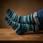 Skarpety Wełniane Niebieskie Ręcznie Robione