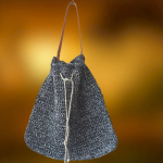 Torba Lniana Szydełkowa Biało Czarna od AYHEPI