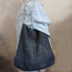 Torba Lniana Szydełkowa Granat i Niebieski od AYHEPI