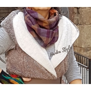 Lniany Komin w Kratkę ze Zmiękczanego Lnu od Hanka Style