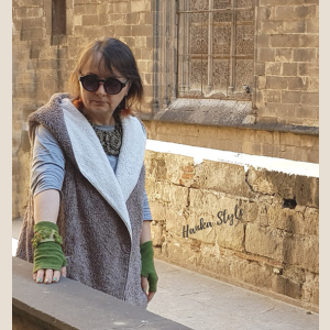 Mitenki Lniane Klasyczne Zielony Mech