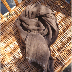 Lniany Szalik Brąz ze Zmiękczanego Lnu od Hanka Style