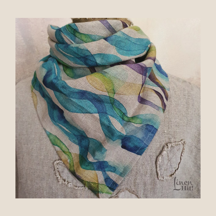 kolorowa lniana bandana, linen bandana.
