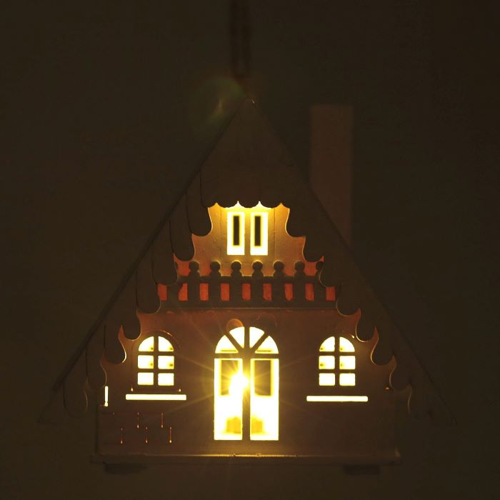 Biały Drewniany Domek Lampion