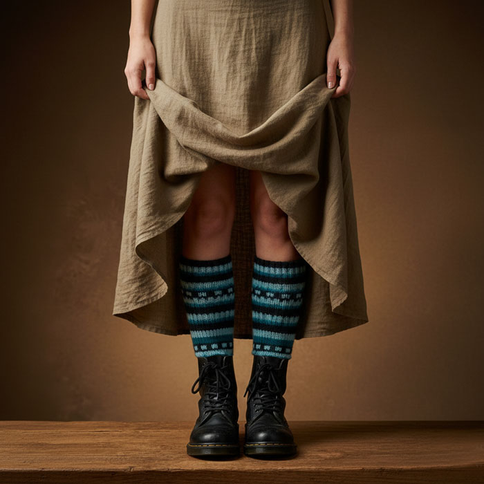 Skarpety Wełniane Niebieskie Ręcznie Robione