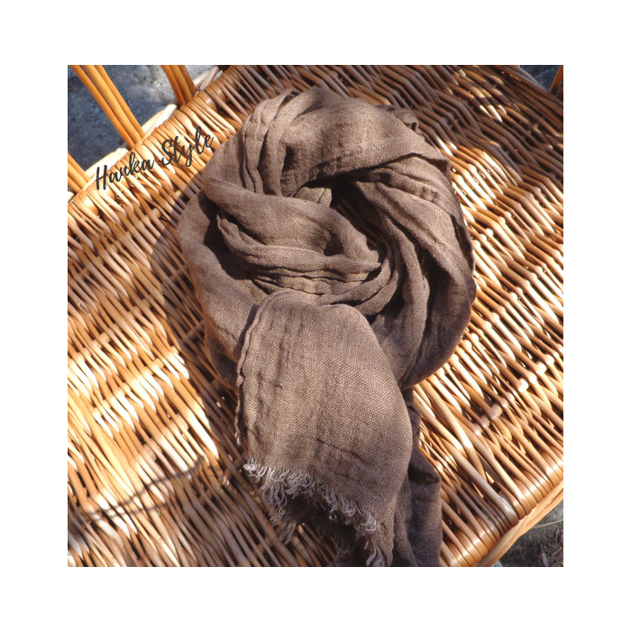 Lniany Szalik Brąz ze Zmiękczanego Lnu od Hanka Style