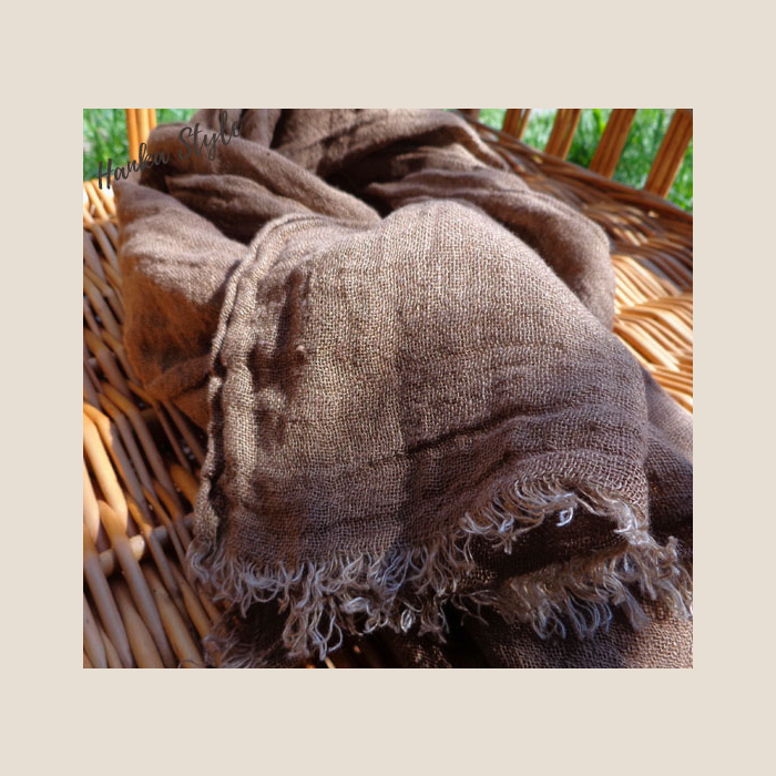 Lniany Szalik Brąz ze Zmiękczanego Lnu od Hanka Style