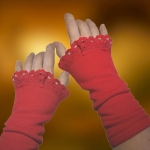 Ocieplacze na Nadgarstki Bawełniane z Czerwoną Koronką