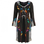 Narzutka Płaszcz Sukienka Czarna z Koronką i Aplikacją