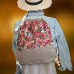 Plecak Worek Lniany Damski Czerwone Róże