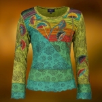 Bluzka Bawełniana z Długim Rękawem Zieleń Mushrooms XXL