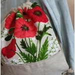 Plecak Lniany Worek Damski Natura i Czerwone Maki