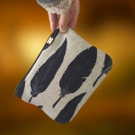 Kosmetyczka Lniana Czarne Pióra