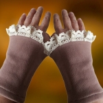 Ocieplacze na Nadgarstki Bawełniane z Koronką Cappuccino