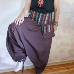 Spodnie Alladynki Haremki Bloomersy Boho z Tkanym Paskiem