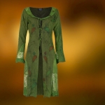 Narzutka Płaszcz Sukienka Zielona z Koronką i Aplikacją XXL