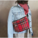 Torebka Nerka Lniana na Pasek Kratka Czerwona