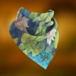 Lniana Chusta Trójkątna Lilie Wodne