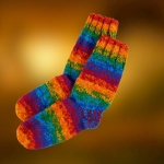 Skarpety Długie Tęczowe Wełniane Ręcznie Robione