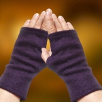 Mitenki Wełniane Gładkie Średnie Ciemna Śliwka