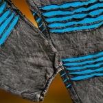 Spodnie Patchwork Bawełniany Czarno Niebieski Duże