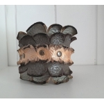 Bransoleta Skórzana Perłowa Szarość Ręcznie Malowana