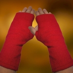 Mitenki Wełniane Klasyczne Czerwone Długie