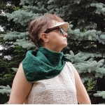 Bandana Lniana Zmiękczana Szmaragdowa Zieleń