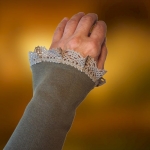 Ocieplacze na Ręce Bawełniane z Koronką Khaki