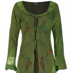 Narzutka Płaszcz Sukienka Zielona z Koronką i Aplikacją r. L