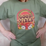 Koszulka Bawełniana Good Vibes Oliwka L