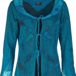 Narzutka Płaszcz Sukienka Morska z Koronką i Aplikacją