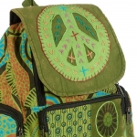 Duży Plecak Kolorowy PACYFA Zielony Hippie