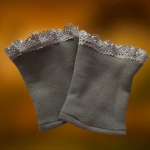 Ocieplacze na Ręce Bawełniane z Koronką Khaki