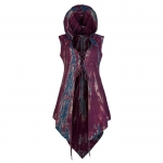 Długi Top z Kapturem Sznurowany Ręcznie Barwiony Fiolety