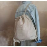 Plecak Lniany Worek Damski Natura i Czerwone Maki