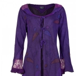 Narzutka Płaszcz Sukienka Fiolet z Koronką i Aplikacją