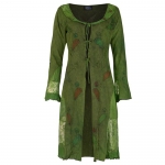 Narzutka Płaszcz Sukienka Zielona z Koronką i Aplikacją r. L