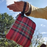 Torebka Lniana na Nadgarstek Czerwona Kratka