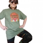 Koszulka Bawełniana Good Vibes Oliwka L