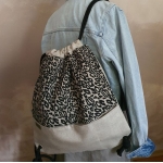 Plecak Lniany Worek Damski Czarna Pantera i Natura