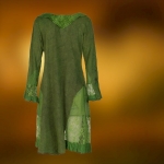 Narzutka Płaszcz Sukienka Zielona z Koronką i Aplikacją XXL