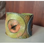 Bransoleta Skórzana Przydymione Trzy Wulkany Ręcznie Malowana