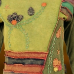 Bluzka Bawełniana Patchwork Kwiaty Zieleń M/L