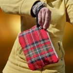 Torebka Lniana na Nadgarstek Czerwona Kratka