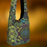 Torebka Hippie Bawełniana Tęczowa Zielona na Ramię