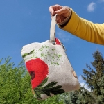 Torebka Lniana na Nadgarstek Czerwone Maki