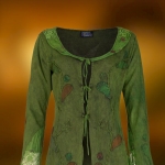 Narzutka Płaszcz Sukienka Zielona z Koronką i Aplikacją XXL